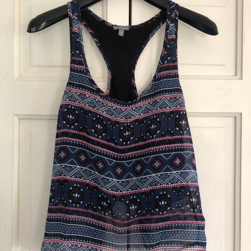 Semi-Open Back Tank Top // Geometric Pattern